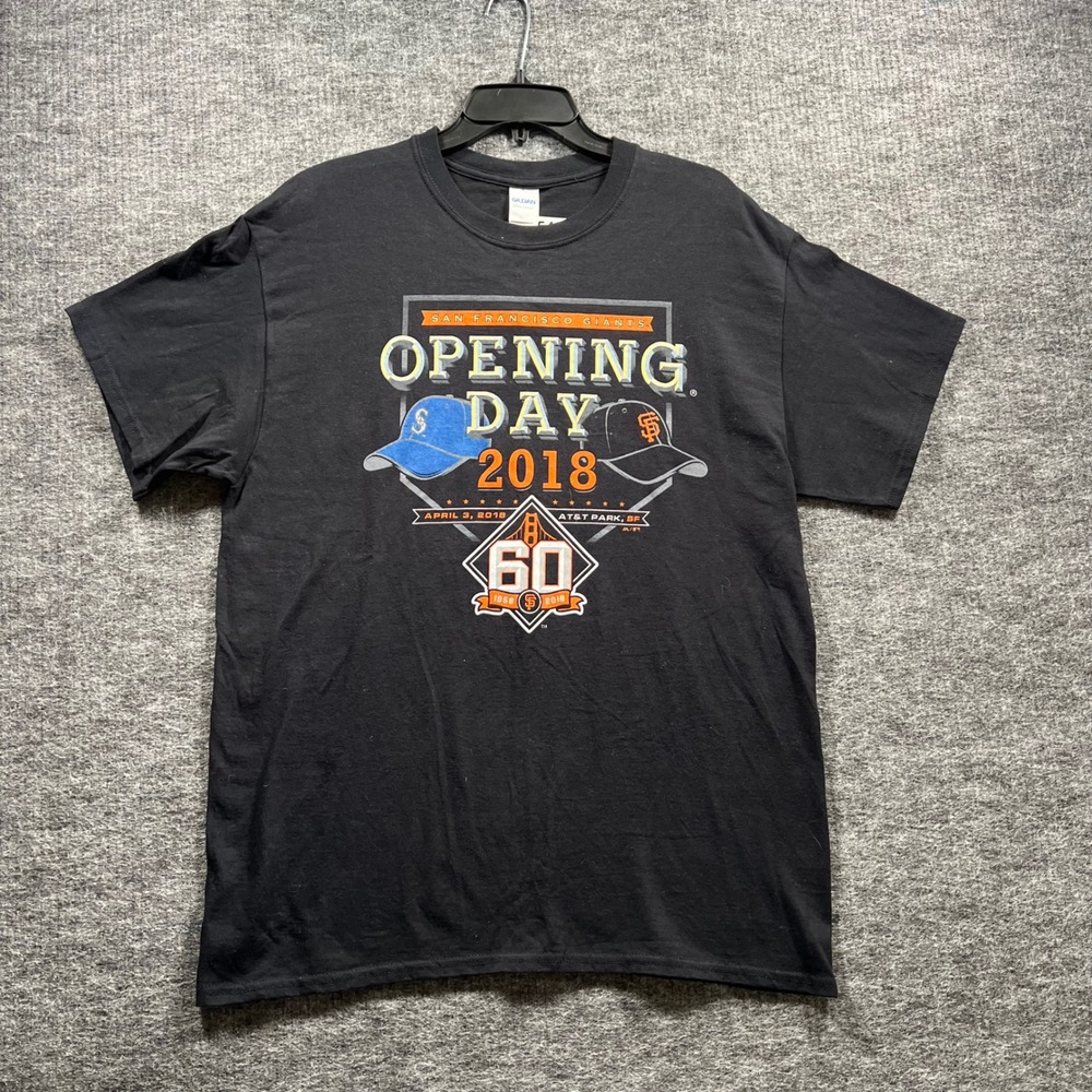 Gildan SF Giants 2018 Opening Day 60th Anniversary T-Shirt Mens L Black